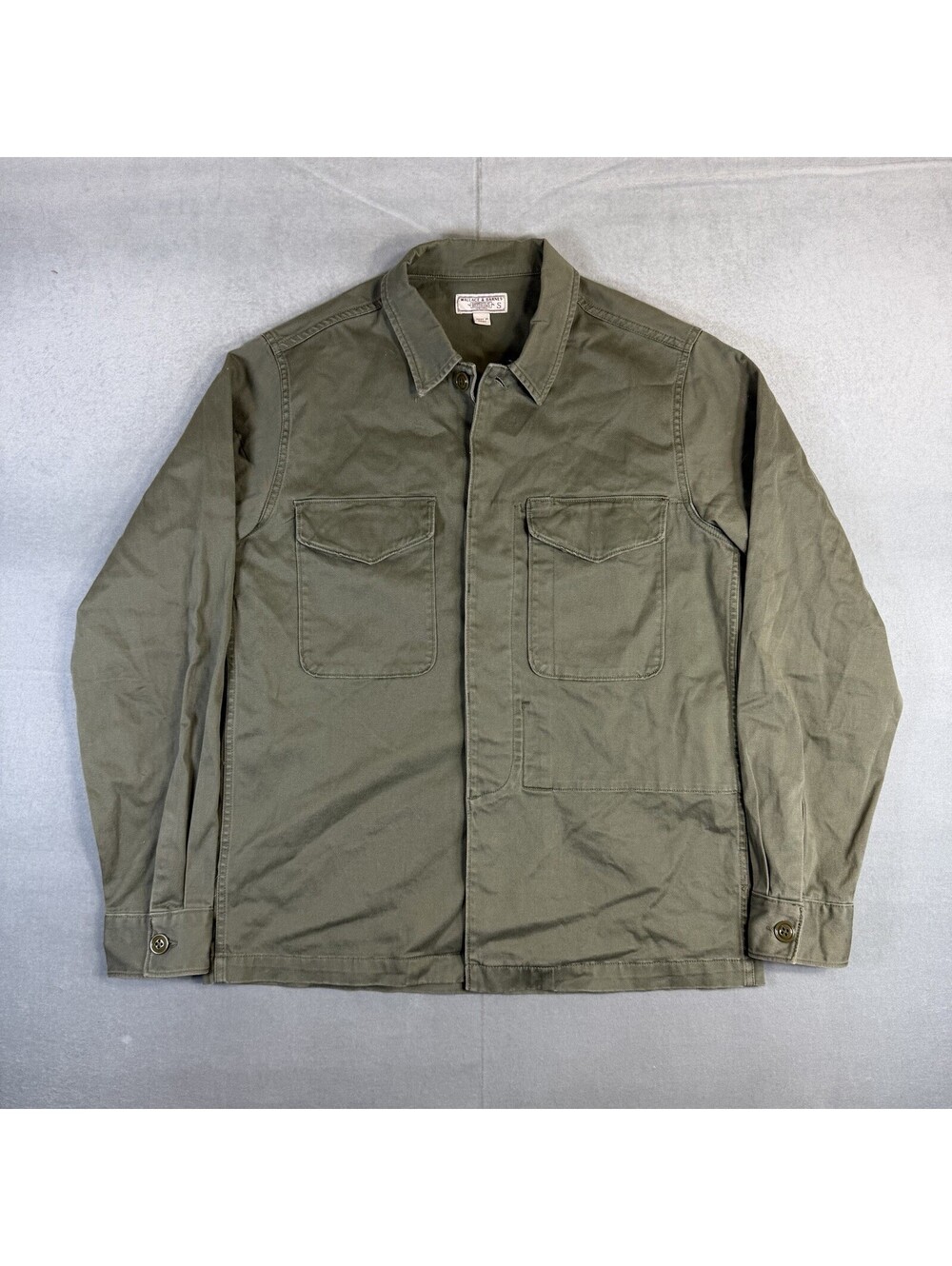 Wallace & Barnes J.Crew Military Utility Shirt Mens Small Olive Green Workwear